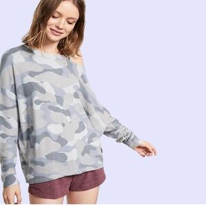 Gray Camo Off-Shoulder Women's Top